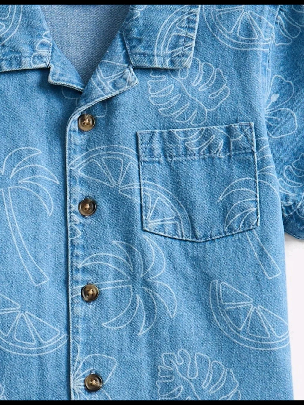 2 Piece Denim Set - Light Blue Button Up Top & Elastic Waist Shorts NWT